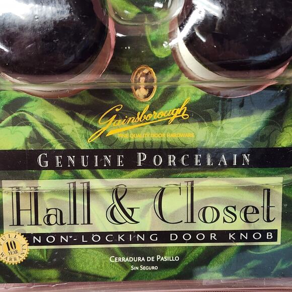Gainsborough Genuine Porcelain Door Knobs Hall & Closet, Ebony, Non-Locking NEW - Picture 2 of 7